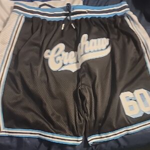 Men's Athletic Mesh Shorts in Black and Light Blue - Number 60